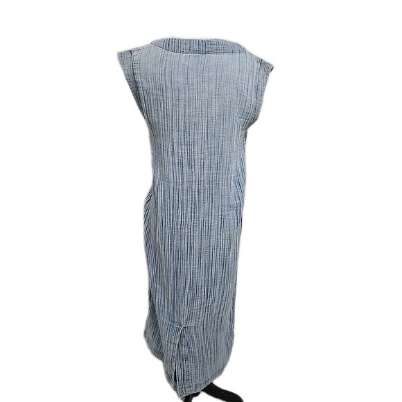 Faherty Gauze Blue Dye Midi Dress 100% Organic Cotton Women’s Sz  S Missing Belt - Picture 3 of 7